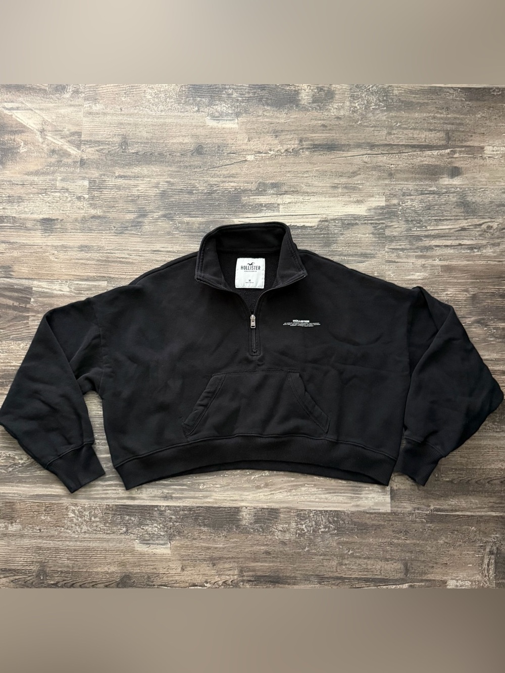 Hollister‎ black 1/4 zip long sleeve cropped pullover sweatshirt women’s medium